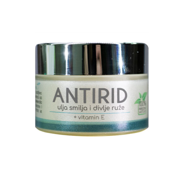 <b>ANTIRID KREMA</b><br>Ulje smilja i divlje ruže<br>Vitamin E