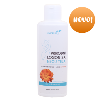 <b>PRIRODNI LOSION ZA NEGU TELA</b><br>Ši buter & ulje nevena<br>d-pantenol & UREA<br>za sve tipove kože