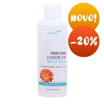 <b>PRIRODNI LOSION ZA NEGU TELA</b><br>Ši buter & ulje nevena<br>d-pantenol & UREA<br>za sve tipove kože